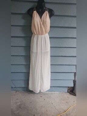 Two-Tone Jumpsuit in Peach and White